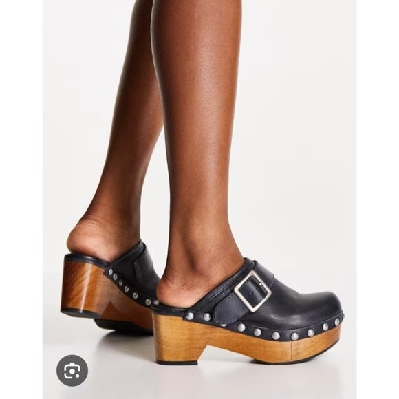 Free People Culver City Clog Black Leather Studs EU 40 US 10 - Picture 12 of 13